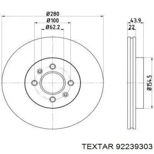 Диск гальмівний передній 92239303 Textar