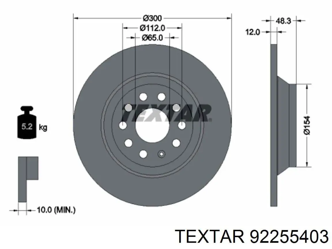 92255403 Textar диск гальмівний задній
