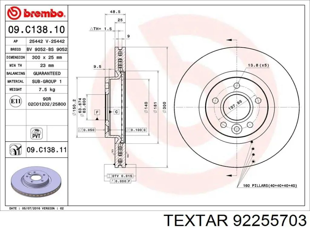 Диск переднього гальма Textar 92255703 ціна, від 56.52 USD