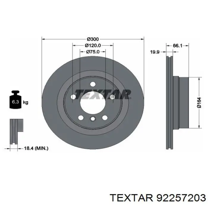 92257203 Textar диск гальмівний задній