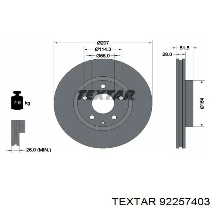 92257403 Textar Гальмо дискове переднє