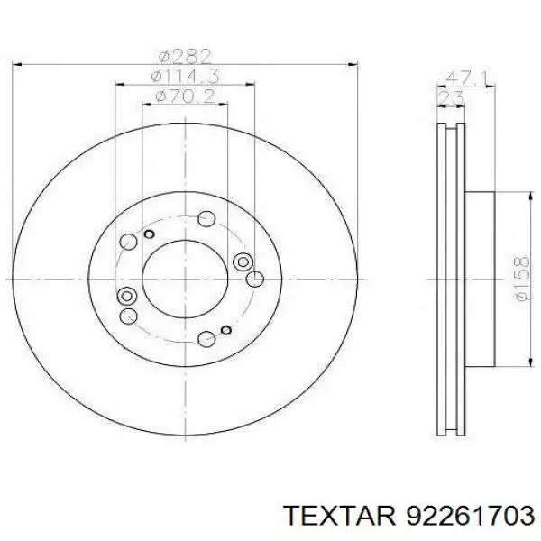 92261703 Textar диск гальмівний задній