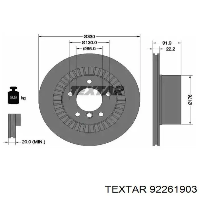 Задні дискові гальма Textar 92261903 ціна, від 124.94 USD