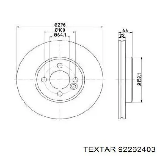 92262403 Textar Гальмо дискове переднє