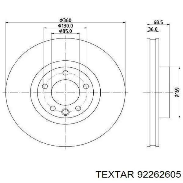 Диск гальмівний передній 92262605 Textar