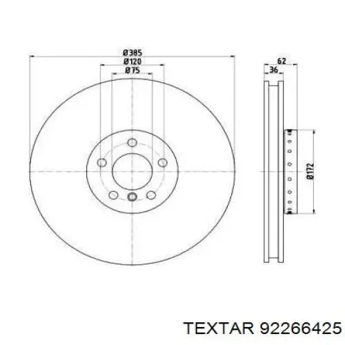 Диск гальмівний передній Textar 92266425