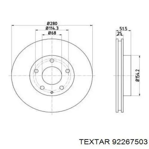 Диск гальмівний передній 92267503 Textar