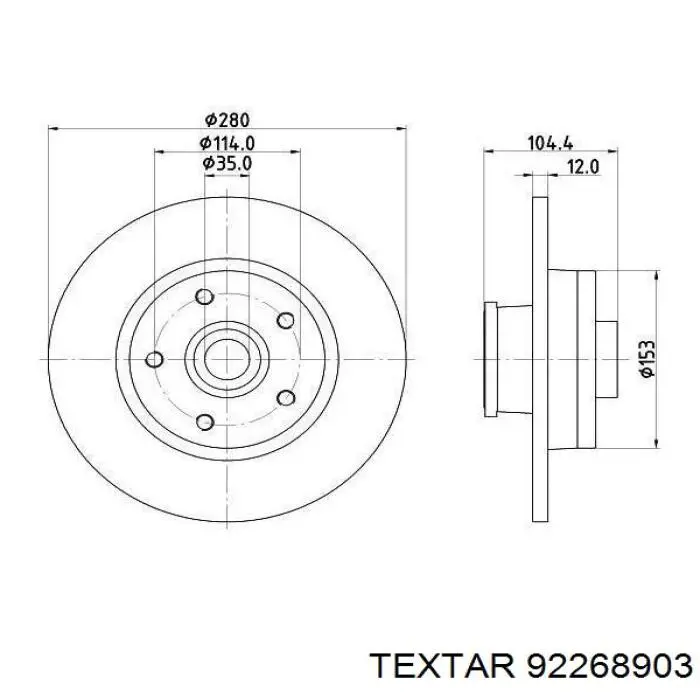Купити 92268903 Textar Диск заднього гальма