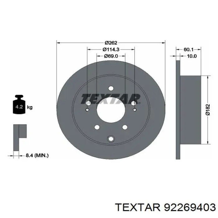 Задні дискові гальма Textar 92269403 ціна, від 56.88 USD