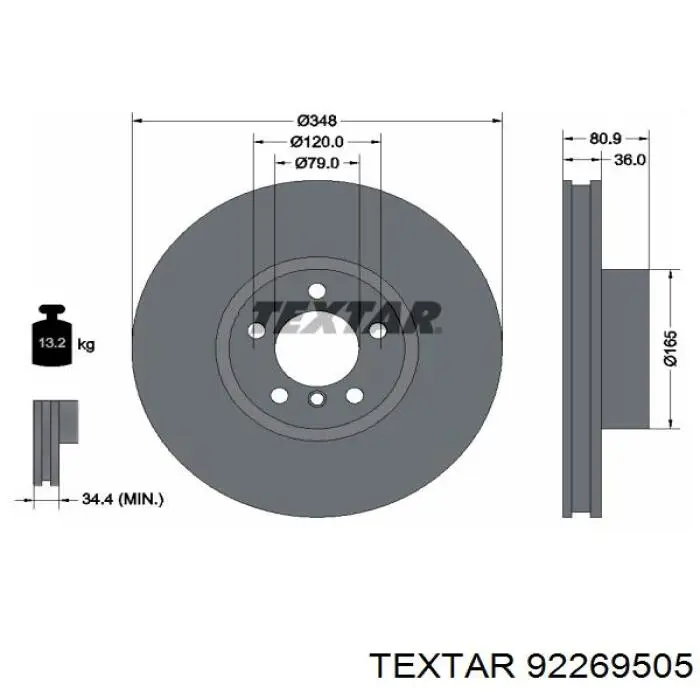 Диск гальмівний передній 92269505 Textar