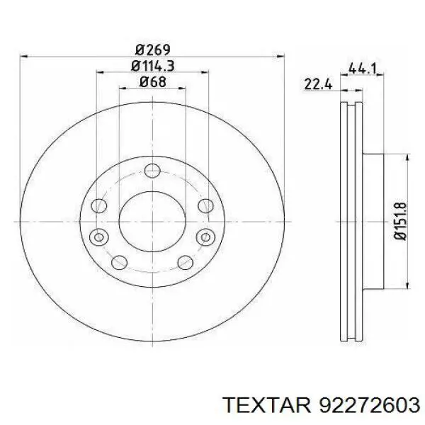 Диск переднього гальма Textar 92272603 ціна, від 41.77 USD