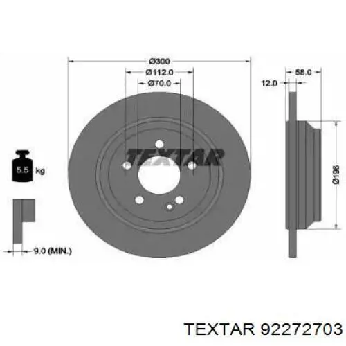 Диск гальмівний задній Textar 92272703