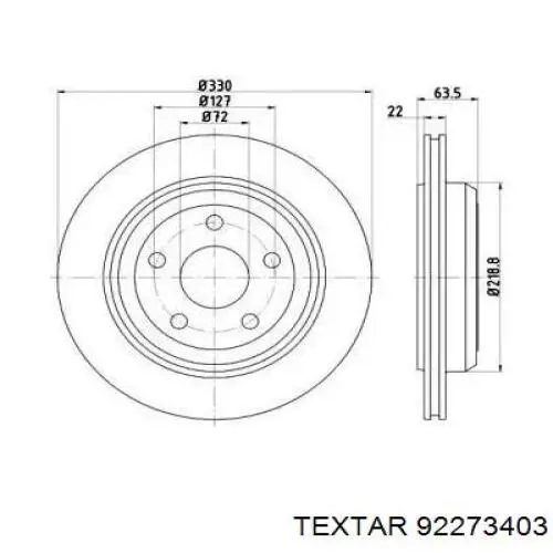 Купити 92273403 Textar Диск заднього гальма