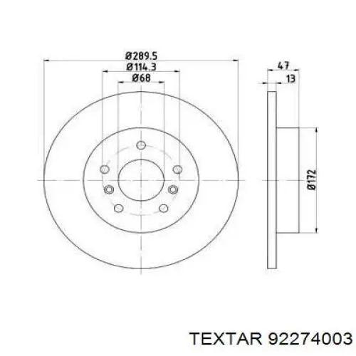 Диск гальмівний задній 92274003 Textar