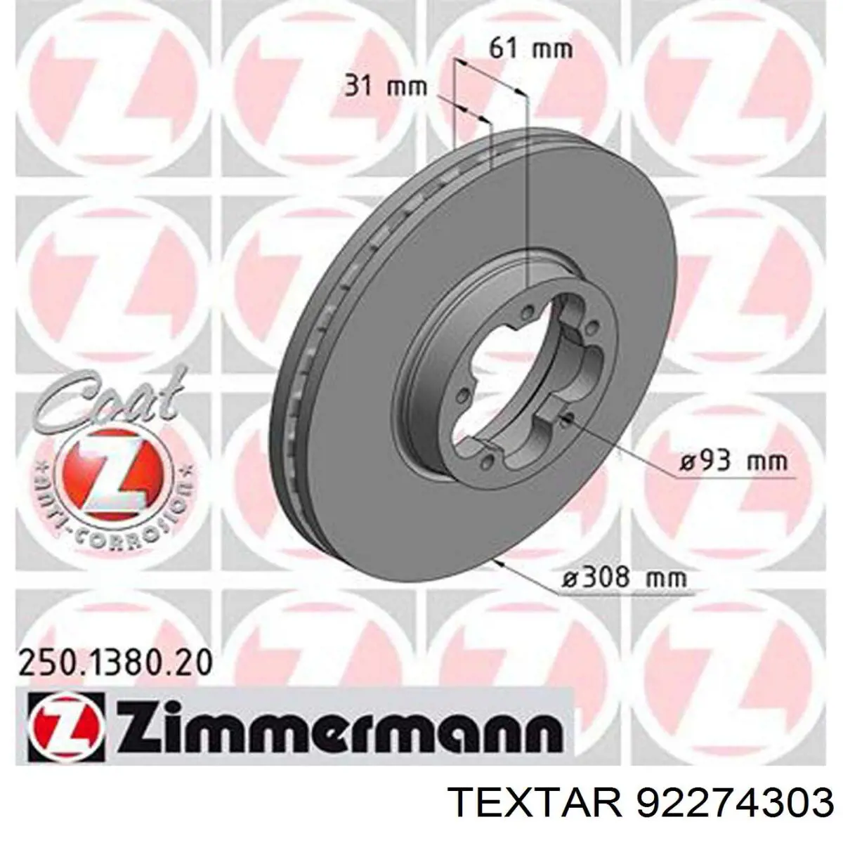 Диск переднього гальма Textar 92274303 ціна, від 59.13 USD