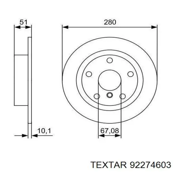 Диск гальмівний задній Textar 92274603