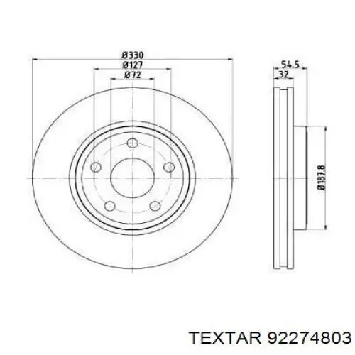 Диск переднього гальма Textar 92274803 ціна, від 83.76 USD