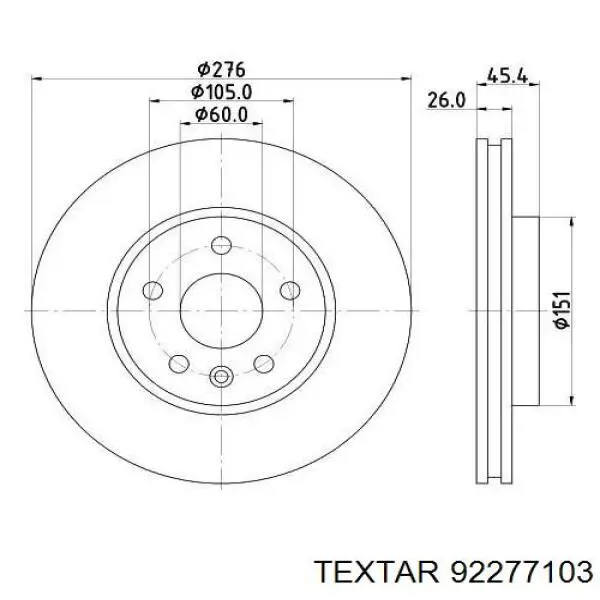 Гальмівні диски передні 92277103 Textar