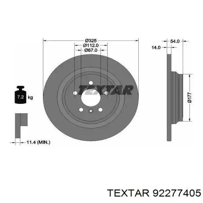 Купити 92277405 Textar Диск заднього гальма