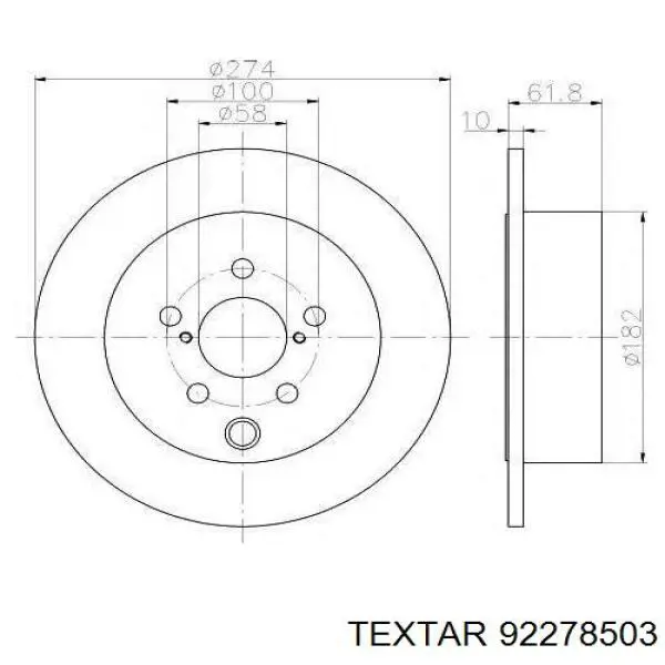 Купити 92278503 Textar Диск заднього гальма