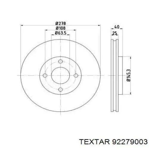 Купити 92279003 Textar Ротор гальмівний