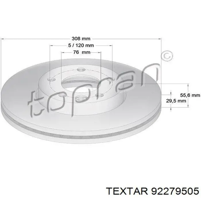 Диск переднього гальма Textar 92279505 ціна, від 51.79 USD