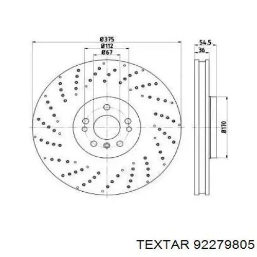 Диск гальмівний передній 92279805 Textar