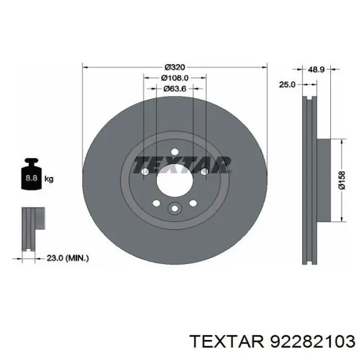 92282103 Textar Гальмо дискове переднє