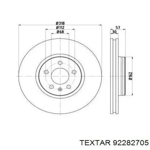 92282705 Textar Гальмо дискове переднє
