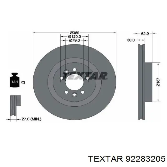 Диск гальмівний передній 92283205 Textar