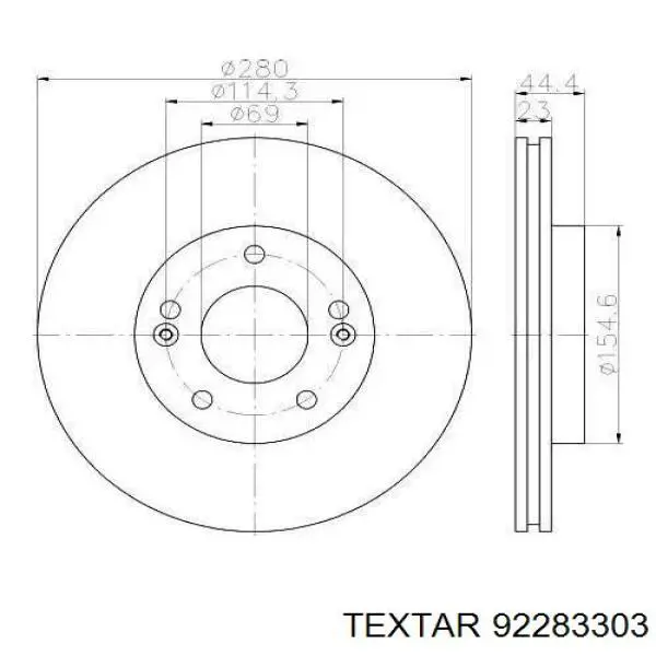 92283303 Textar Гальмо дискове переднє