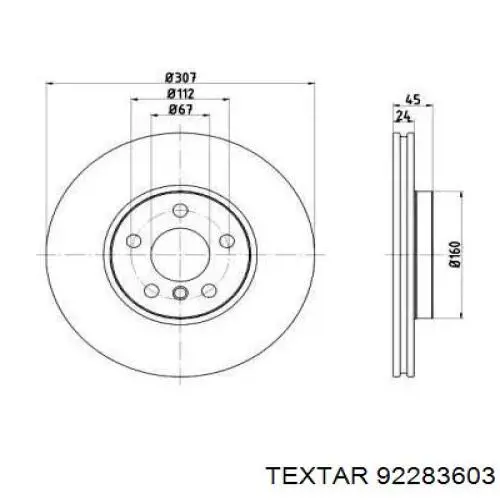 Диск гальмівний передній 92283603 Textar