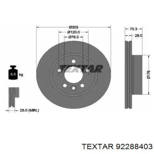 Купити 92288403 Textar Ротор гальмівний