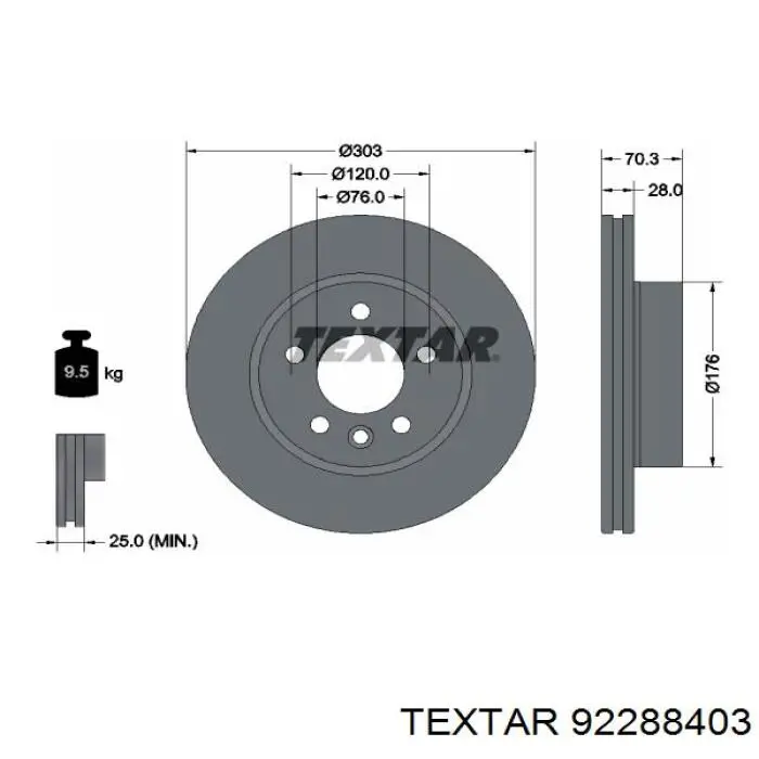 92288403 Textar диск гальмівний передній