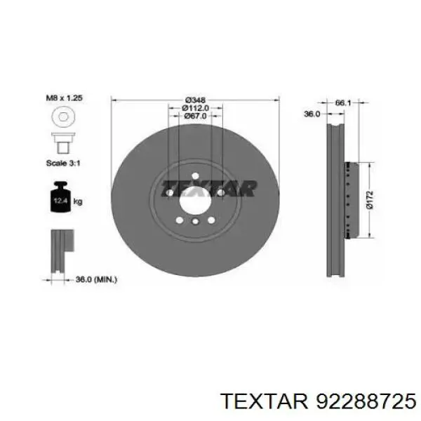 92288725 Textar Гальмо дискове переднє