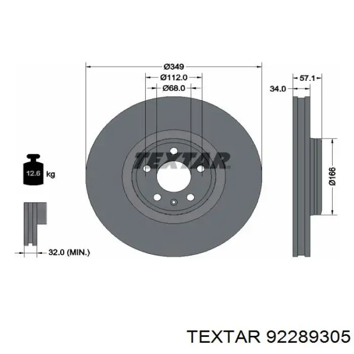 Купити 92289305 Textar Ротор гальмівний