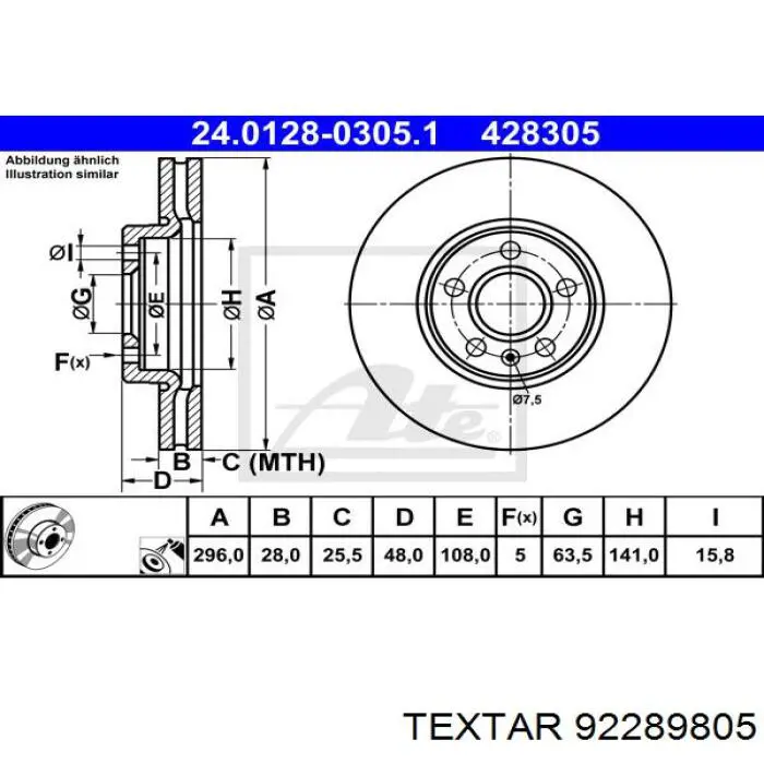 Купити 92289805 Textar Ротор гальмівний