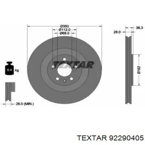 92290405 Textar Дискові гальма