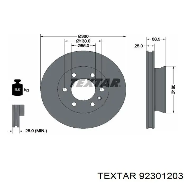 92301203 Textar диск гальмівний передній