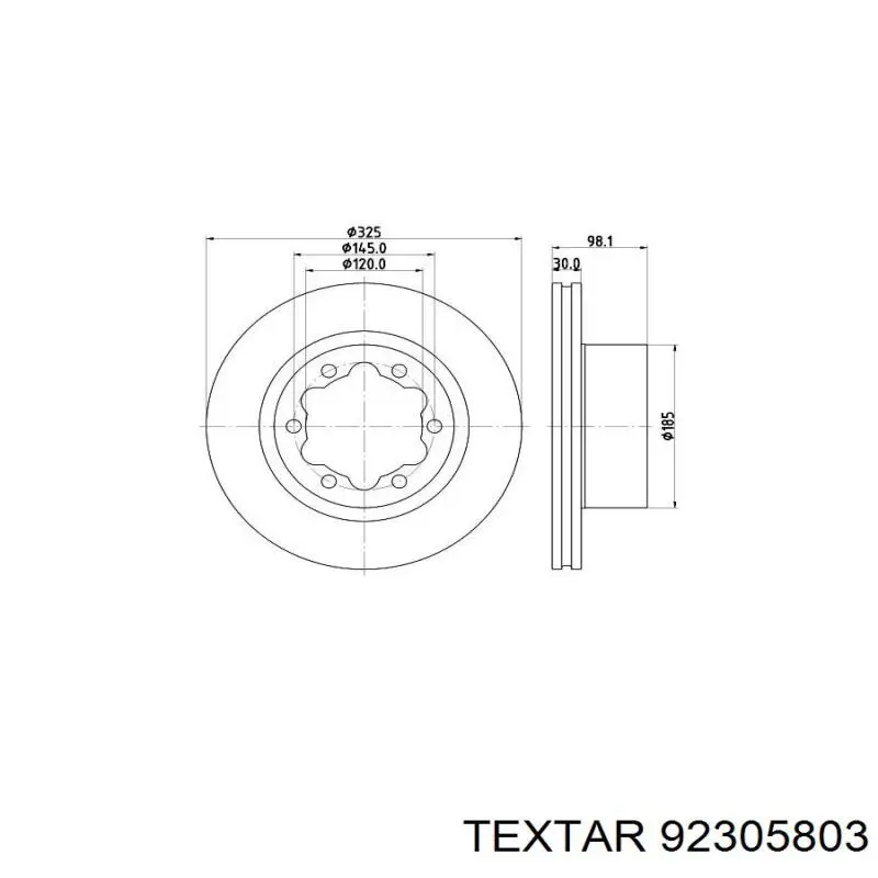Диск переднього гальма Textar 92305803 ціна, від 22.08 USD