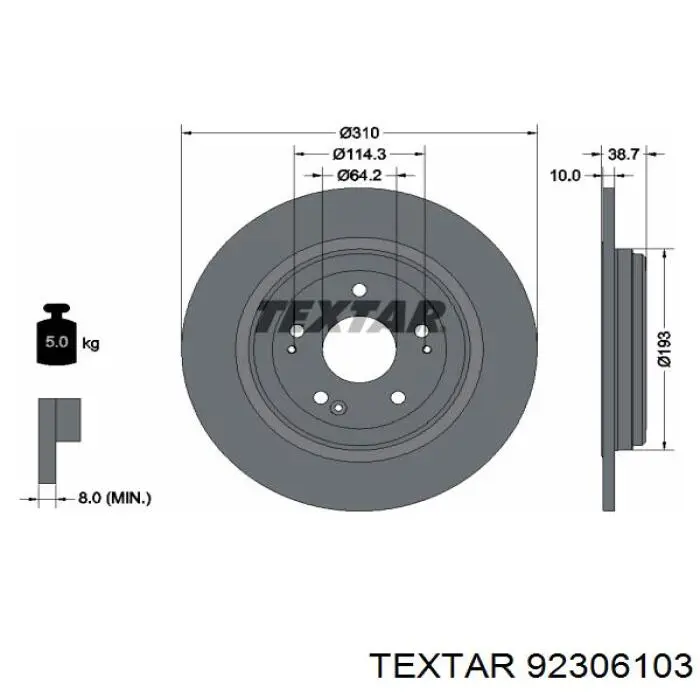 Задні дискові гальма Textar 92306103 ціна, від 38.19 USD