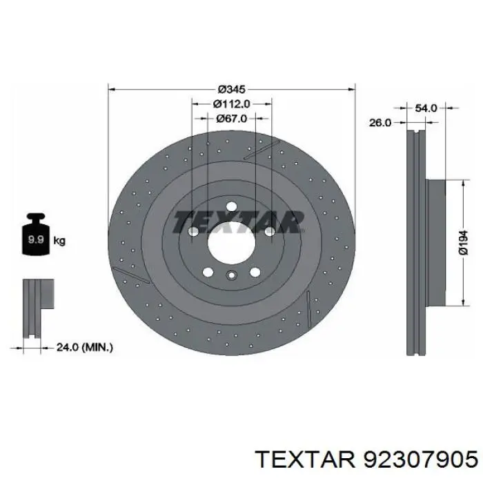 Задні дискові гальма Textar 92307905 ціна, від 102.52 USD