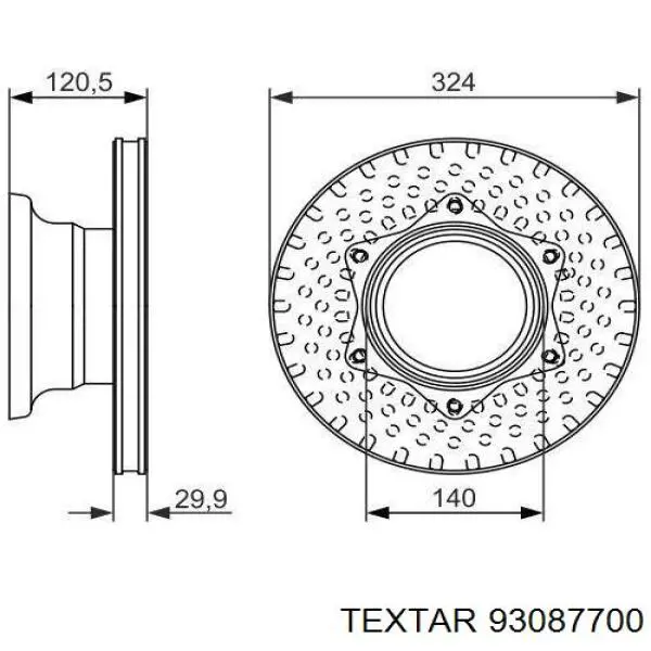 93087700 Textar диск гальмівний задній