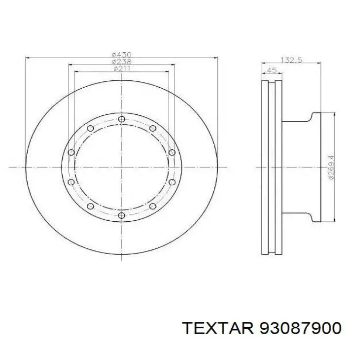 93087900 Textar Гальмо дискове переднє