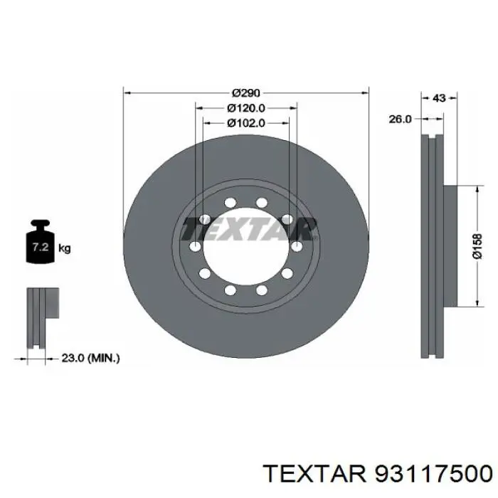 93117500 Textar Гальмо дискове переднє