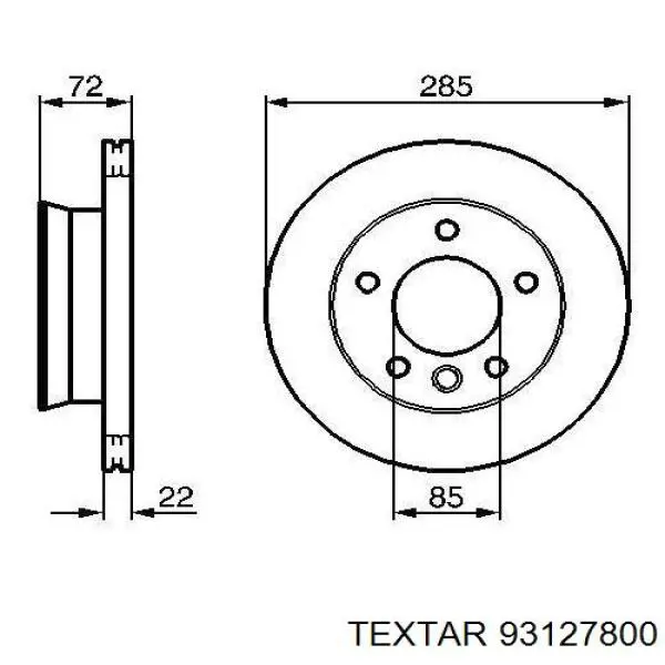 93127800 Textar диск гальмівний передній