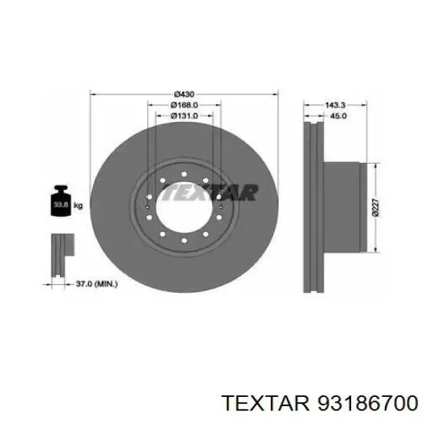 93186700 Textar Гальмо дискове переднє