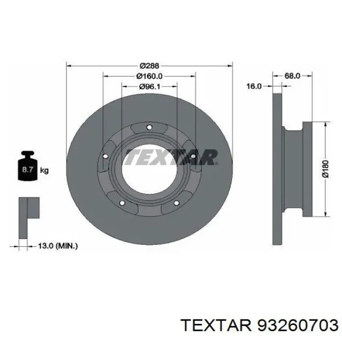 93260703 Textar Дискові гальма