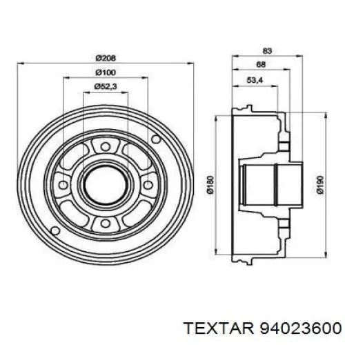 Барабан гальмівний задній 94023600 Textar