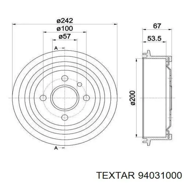 Барабан гальмівний задній 94031000 Textar